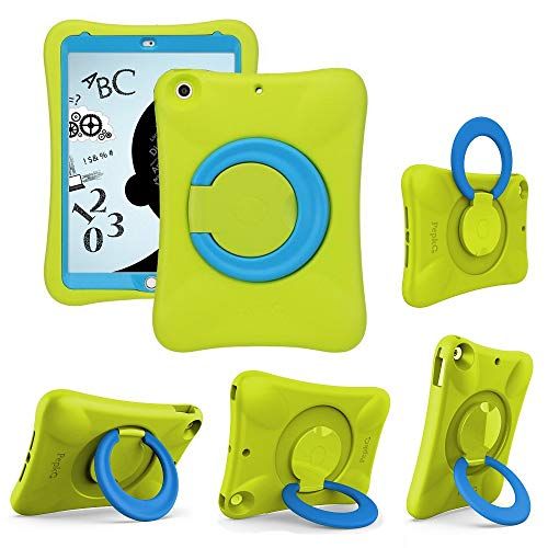 NLR FUN NLR Kinderen EVA Hoesje voor iPad | Stabiele Stand met Meerdere Richtingen | Compatibel met 9,7-inch Nieuwe iPad 2018/2017 (6e/5e generatie) / iPad Air 2 / iPad Air (Groen+Blauw)