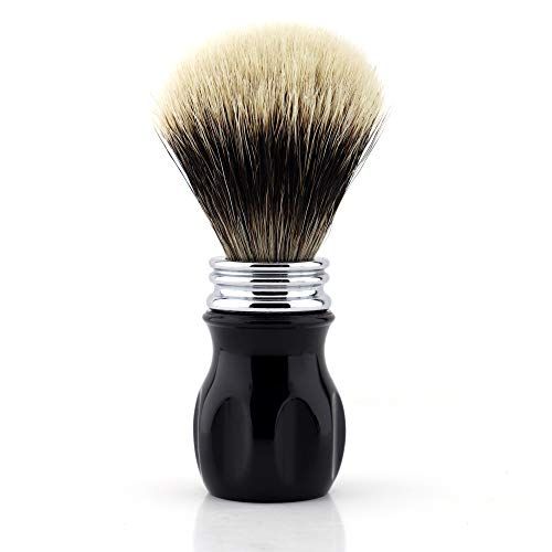 Jag Shaving Handgemaakt Zilveren Tip Badger Borstel in Zwart & Chroom Nieuw Model Handvat