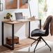 FineBuy Bureau Chêne Reproduction / Noir 120x60x76 cm Design Table d'ordinateur Homeoffice Petite table claire pour ordinateur portable Bureau avec pieds métalliques