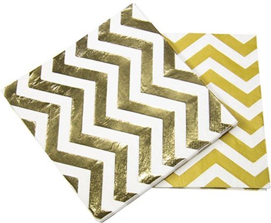 Folat Servetten zigzag Goud (20 stuks)