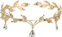 Inovra Plus - Tiara de cristal para boda - Diadema de elfo - Corona de pedrería - Tiara de princesa - Mujer - Tiara de novia - Corona de hojas de cristal - Corona de princesa para cumpleaños - Fiesta de bodas - Oro dorado