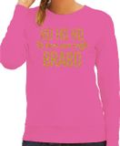 Bellatio Decorations Foute kersttrui/sweater voor dames - Hohoho toffe Brabo - roze - glitter goud S