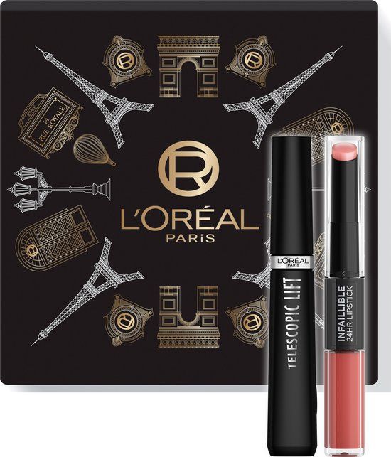 L'Oréal Paris Telescopic Lift Mascara + Infaillible 24H Lipstick Giftset - Black & Rose