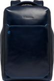 Piquadro Blue Square Backpack 2 Compartments 14" 16L Midnight Blue Leather