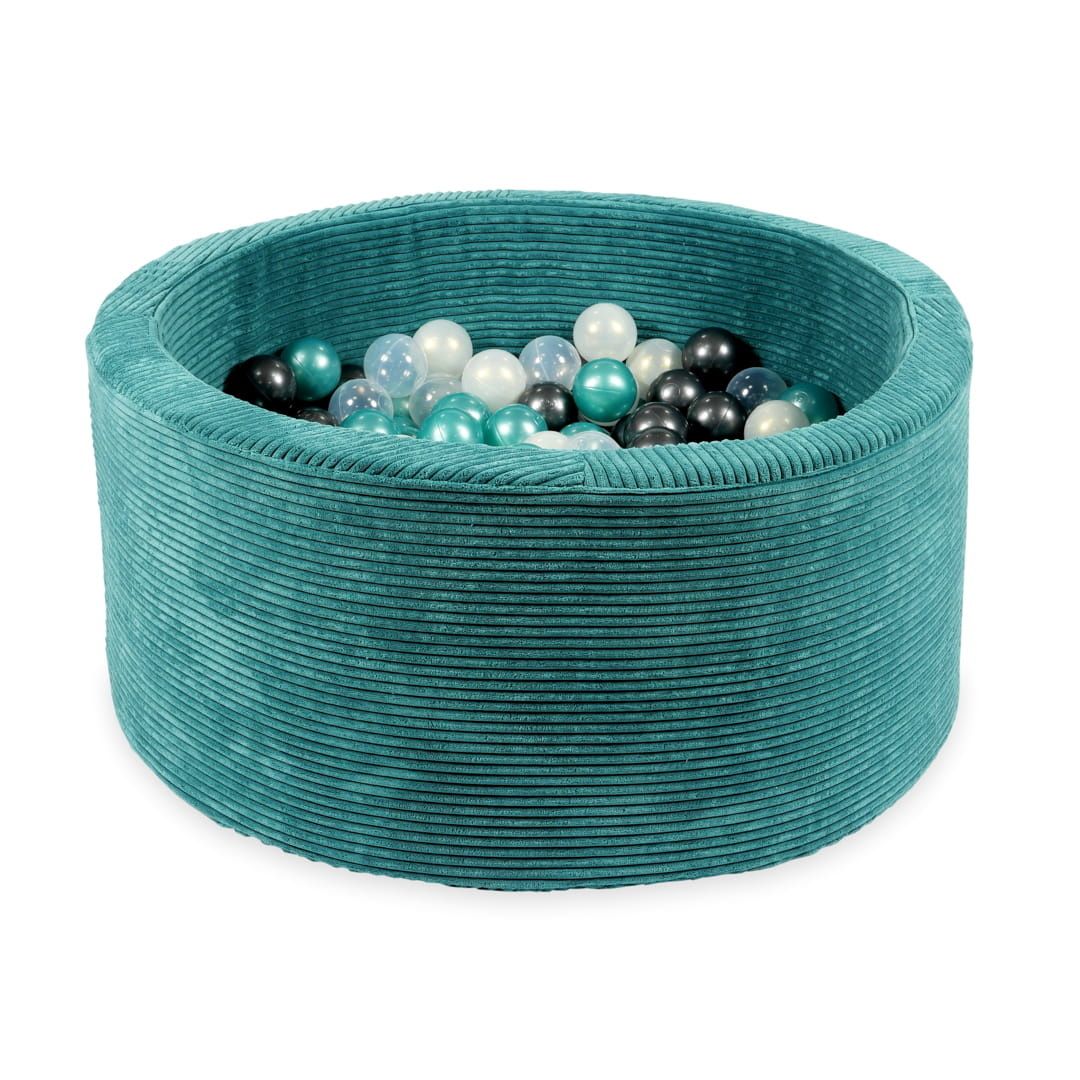 Viking Choice Ballenbak - turquoise ribstof - 90x40 cm - 300 ballen - transparant, turquoise, antraciet, parelmoer