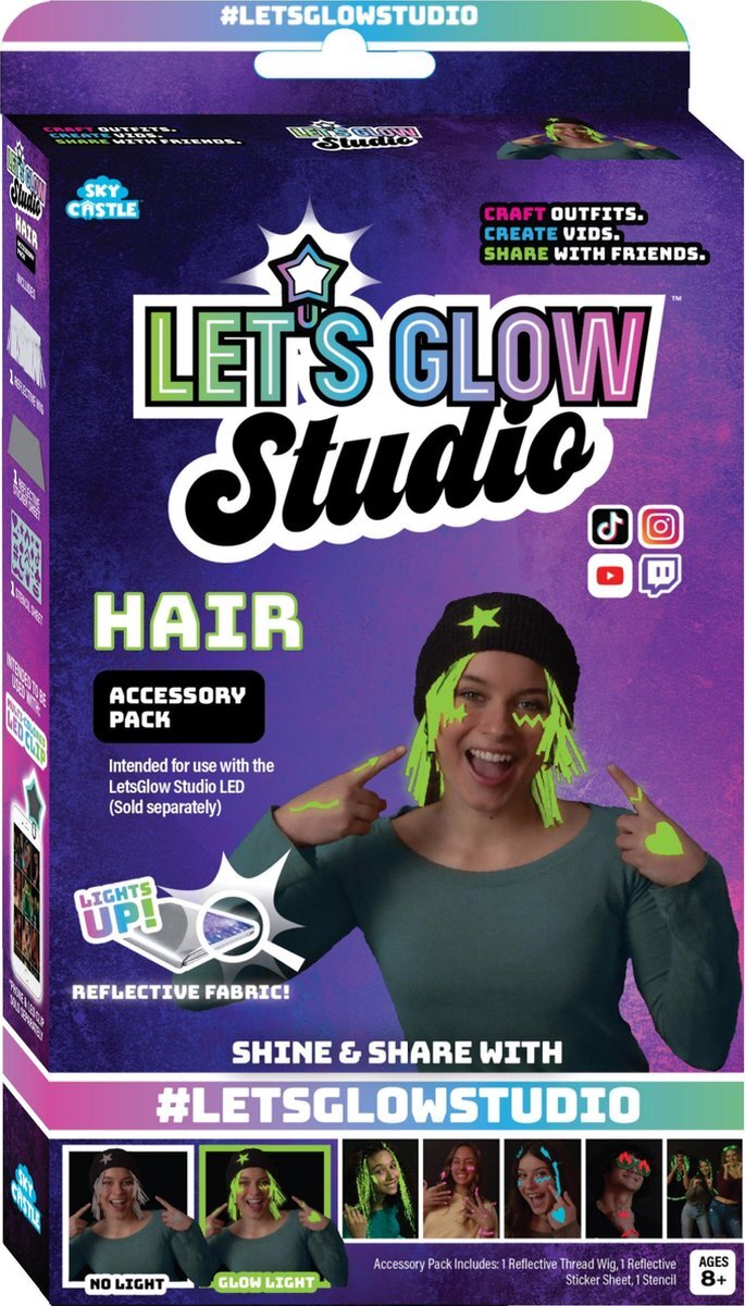 Sky Castle Let's Glow Studio - Haren Accessoire Set - DIY Influencer Video Creator Kit - Voor Tiktok, Instagram en YouTube Video creatie