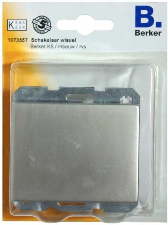Berker enkele wipschakelaar wissel inbouw RVS