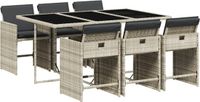 vidaXL 7-delige tuinset met kussens, lichtgrijs, polyrotan