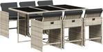 vidaXL 7-delige tuinset met kussens, lichtgrijs, polyrotan
