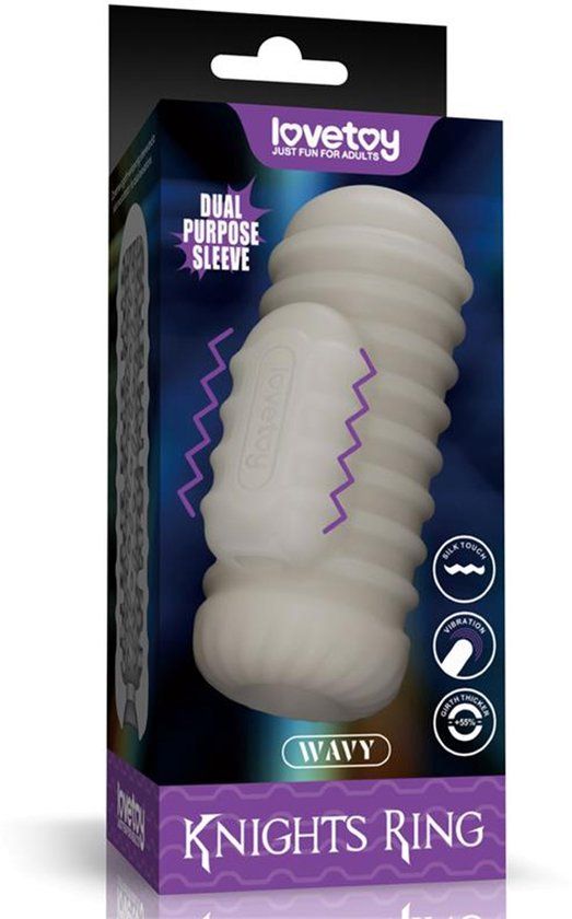 LoveToy Knights Ring Vibrerende Dual Purpose Sleeve Golvend Wit