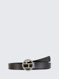 Tom Tailor - Leren riem met ronde gesp - Maat 100 - black uni