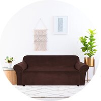 Hilvard Bankhoes - 3-zitsbank - Donkerbruin Velvet - 185-230cm - Bankbeschermer