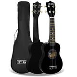 3rd Avenue Sopraan Ukelele 21 Inch met Tas, Zwart