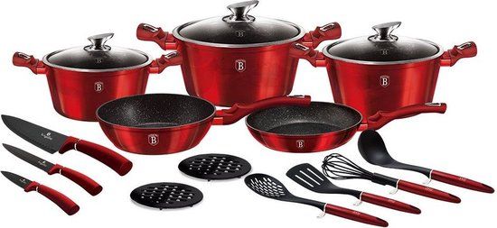 Berlinger Haus Metallic Line - Burgundy Edition 17-delige Keukenapparatuur Set - Rood