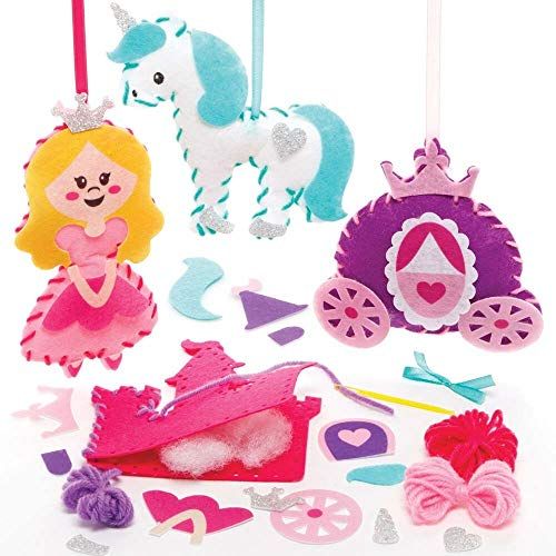 Baker Ross FE505 Princess Decoration Sewing Sets - Pack of 4, Sewing Kit for Kids, Creative Activities for Kids, Ideal Craft Project