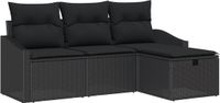 vidaXL Bankstel 3-zits Zwart Polyrattan