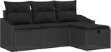 vidaXL Bankstel 3-zits Zwart Polyrattan