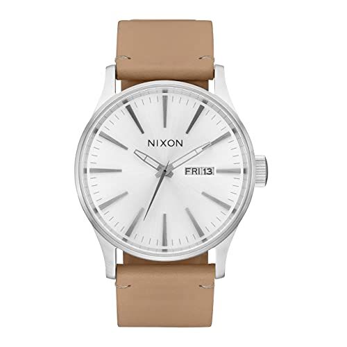 Nixon Unisex Analoog Quartz Horloge A105-5095-00 - Zilver/Tan - Lederen Band