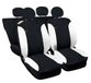Auto Lupex Auto Accessori Autostoelhoezen compatibel met Cinquecento 500, gemaakt in Italië, polyester-katoen, set voor en achter (zwart - wit met volledige rugleuning)