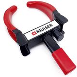 KRASER KR820 Wielklauw, Anti-diefstalvergrendelingen, Universeel, verstelbaar voor auto's, caravans, aanhangwagens, PVC-bescherming, anti-boorslot, geel en rood, 2022 Versie