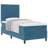 vidaXL Boxspring bed met hoofdeinde Donkerblauw 90 x 190 cm Fluweel