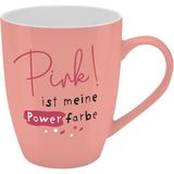 Mok met motief 'Pink ist meine POWER color', met banderol