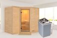 Karibu Sahib 2 Sauna porte en verre clair poêle 9 kW commande intégrée