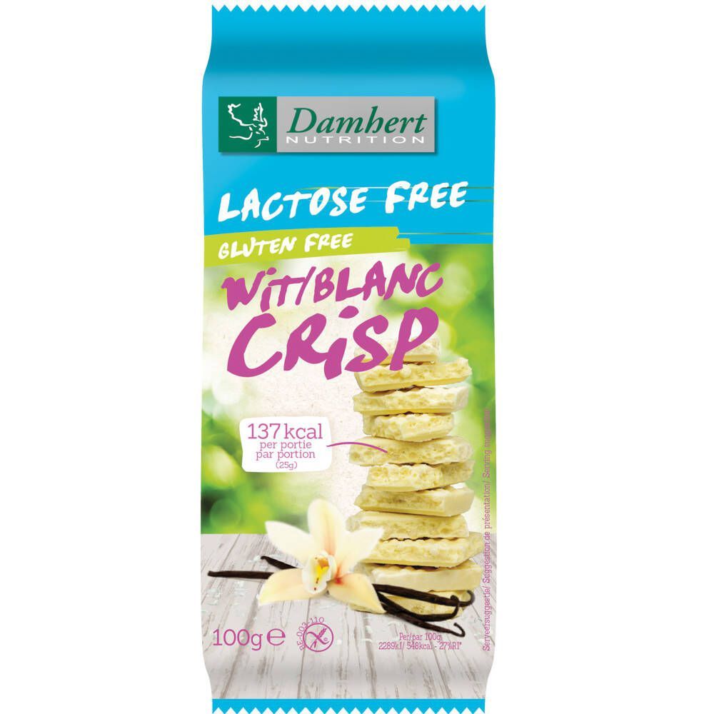 Damhert Lactose- en Glutenvrij Chocoladetablet Wit Crisp - 5412158032737