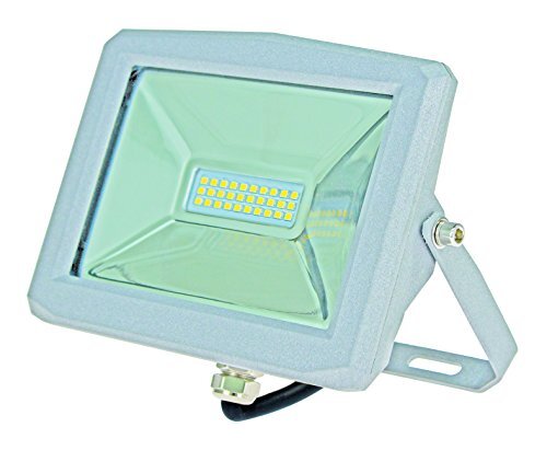 AS-Schwabe 46425 Slimline CHIP-LED-Strahler 20W, sehr schmal, mit 2M Leitung und Schuko-Stecker, 20 W, 230 V, Silber