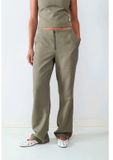Balmohk Pantalon Fermeture Éclair Droit Vert XS Femme