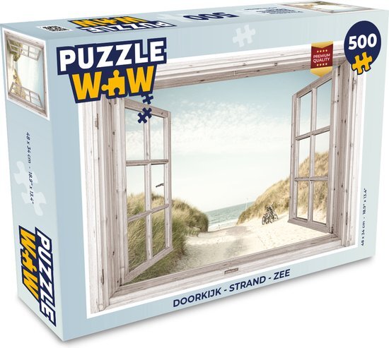 MuchoWow Puzzel Doorkijk - Strand - Zee - Legpuzzel - Puzzel 500 stukjes