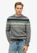 Superdry - Heren Gebreide Fairisle Trui met Ronde Hals - Wol - Regular Fit - Grijs Marl Multi