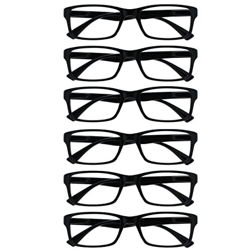 OPULIZE Opulize Pep RRRRRRRR92 Leesbril, klassiek dagelijks gebruik, rechthoekig montuur, krasbestendig, veerscharnieren, voor heren en dames, 6 stuks