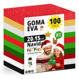 OFITURIA 100 vellen EVA-schuim in kerstkleuren, formaat 20 x 15 cm, 10 verschillende kleuren, voor school of beroep, EVA-rubber (kerstassortiment)