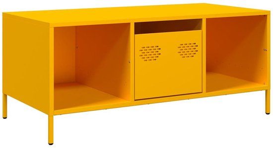 vidaXL Salontafel - 101,5x50x43,5 cm - Koudgewalst Staal - Mosterdgeel