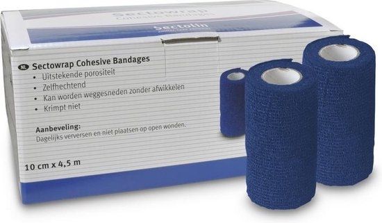 Sectolin Sectowrap Blauw Zelfhechtende Bandage voor Paarden - 10 cm x 450 cm
