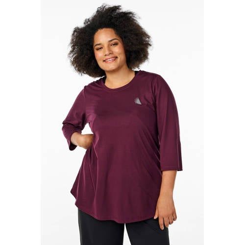 ACTIVE By Zizzi sportshirt met driekwart mouwen - donkerrood