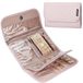 BELALIFE Reissieradenetui, opvouwbare opbergrol voor oorbellen, kettingen, ringen, armbanden, broches, roze