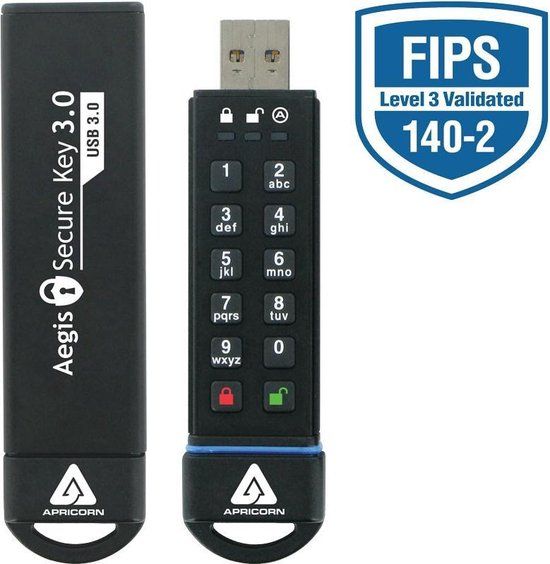 Apricorn Aegis Secure Key 120GB USB 3.0 Flash Drive - Black