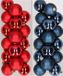 Decoris Kaemingk B.V. 32x stuks kunststof kerstballen mix van rood en donkerblauw 4 cm