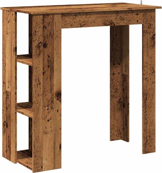 vidaXL Bartafel met schap 102x50x103,5 cm bewerkt hout oud houtkleurig