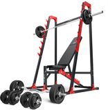 Marbo Sport Set d'entraînement MH24_156KG_KIER_G | Banc de musculation réglable MH-L115 + Supports de haltères MH-S204 + Barres et disques de musculation en caoutchouc