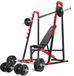 Marbo Sport Set d'entraînement MH24_156KG_KIER_G | Banc de musculation réglable MH-L115 + Supports de haltères MH-S204 + Barres et disques de musculation en caoutchouc