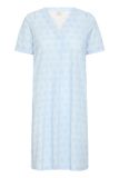 fransa - FRSANIA DR 1 - Dames - Mini jurken - Cashmere Blue art - Gebloemd - Lange mouw - V-hals - Polyester/Katoen - Maat XL