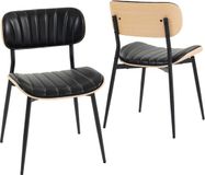 HOMCOM Eetkamerstoel - Set van 2 - PU - Zwart en naturel hout