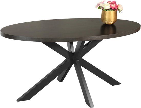Lizzely Garden & Living Eettafel Tommy Ovaal 160cm Donker Walnoot Melamine