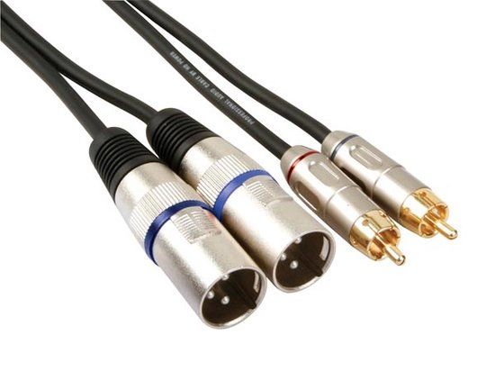 HQ-Power XLR-RCA kabel - 2 x XLR 3-polig naar 2 x RCA mannelijk - 1 m - Zwart