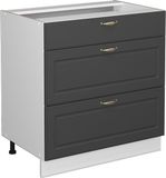 Vicco Fame-Line Keukenonderkast – 80 cm met 3 laden, zonder werkblad Antraciet-goud
