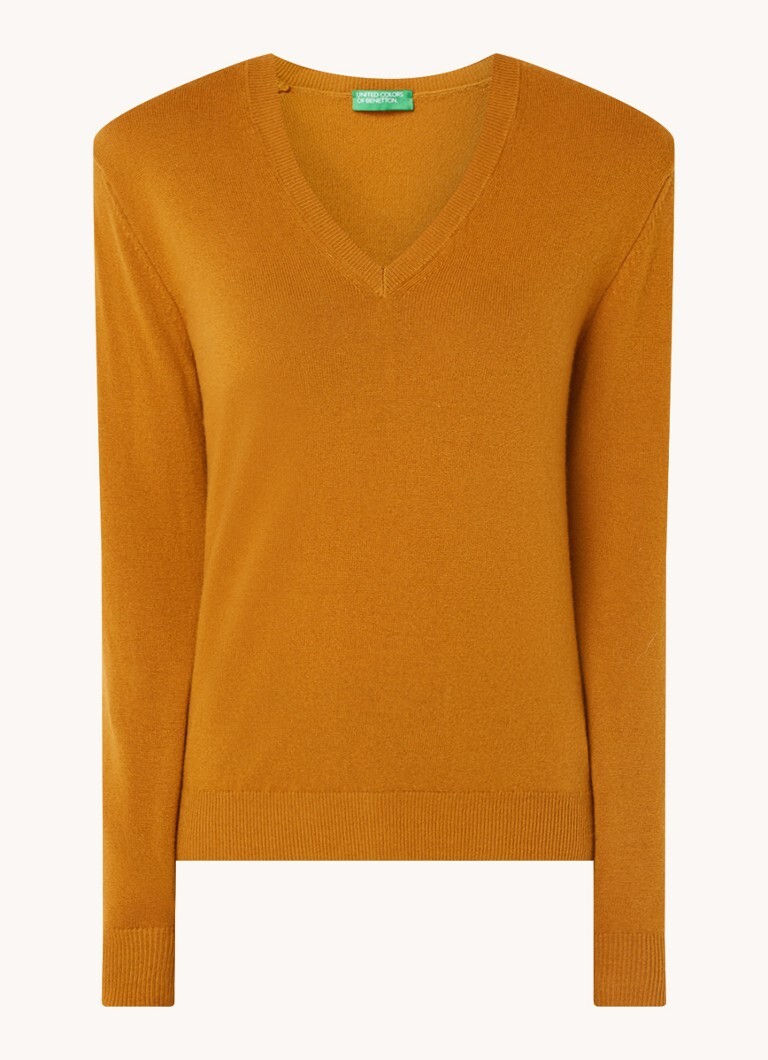 Benetton Benetton Fijngebreide pullover van scheerwol met V-hals