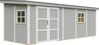 Timbela M941B-TUNDRA GREY - LP SmartSide Tuinhuis op houtbasis - 14,3 m² - 648x248xH231 cm - zonder vloer en zijwand (totaal 3 wanden) met verf